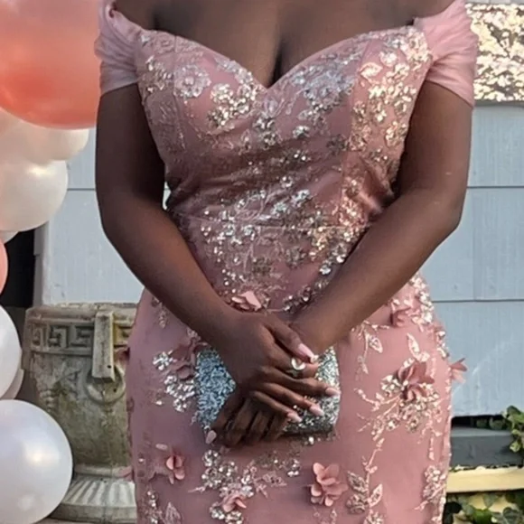 Dresses | Beautiful Rose Pink With Gold Accents Dress | Poshmark